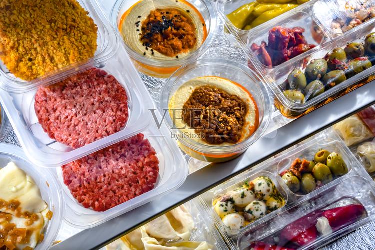 各种塑料盒预包装食品照片摄影图片